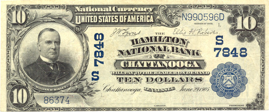 $10 Hamilton NB Chattanooga Ch7848 1902 PB